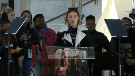 Olivia Wilde speaks at the Los Angeles Women&#39;s March on January 20. 