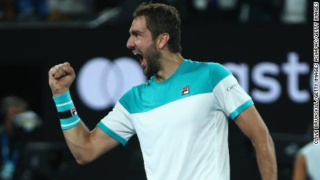 Marin Cilic celebrates. 