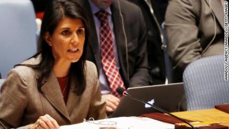 Nikki Haley speaks during the UN Security Council meeting on January 23, 2018.