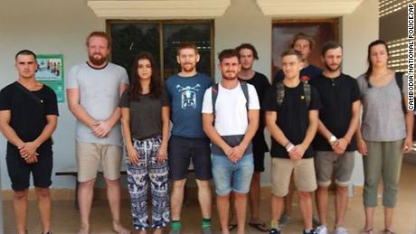 A group of foreigners who were arrested for &quot;dancing pornographically&quot; at a party in Siem Reap town, according to Cambodian National Police.