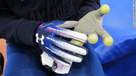 Maame&#39;s &quot;E.T.&quot; glove, as she calls it, helps her keep her balance in the turns. 