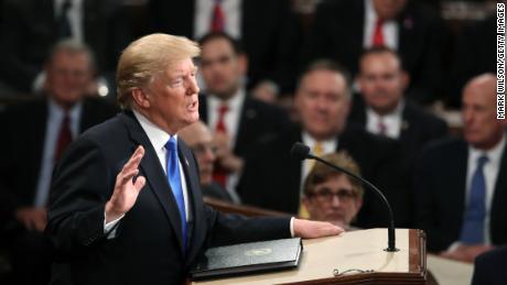 U.S. President Donald J. Trump delivers the State of the Union address in the chamber of the U.S. House of Representatives January 30, 2018 in Washington, DC. This is the first State of the Union address given by U.S. President Donald Trump and his second joint-session address to Congress. 