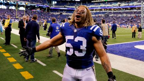 Indianapolis Colts linebacker Edwin Jackson walked off the field following a game on Nov. 20, 2016.