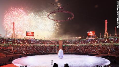Fireworks explode during the Opening Ceremony of the PyeongChang 2018.