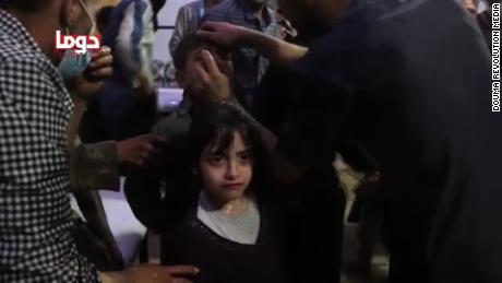 A screengrab from an activist video purportedly shows children being treated for symptoms of a chemical attack. 