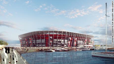 An artists' rendering of the Ras Abu Aboud stadium which will be built for the 2022 World Cup in Qatar.