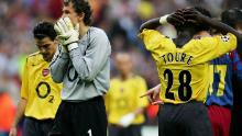 Lehmann was visibly distraught as he left the pitch after fouling Barcelona's Samuel Eto'o.