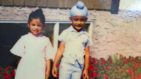 Winty Singh (right) and his sister Trishanjit as children.