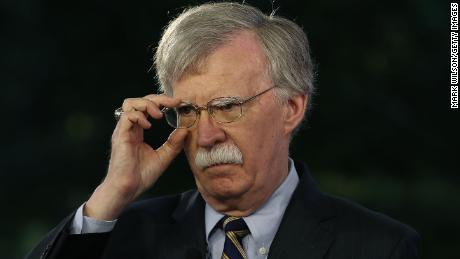 WASHINGTON, DC - MAY 09:  National Security Adviser John Bolton speaks on a morning television show from the grounds of the White House, on May 9, 2018 in Washington, DC. Yesterday President Donald Trump announced that America was withdrawing from the Iran nuclear deal.  (Photo by Mark Wilson/Getty Images)