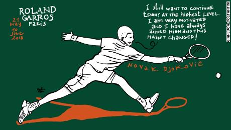 Novak Djokovic. Sketch by Gianluca Costantini.