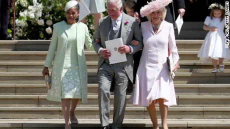 Doria Ragland, Prince Charles, and his wife Camilla, Duchess of Cornwall after the wedding on Saturday. 