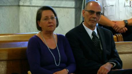 Christina and Mark Rotondo sit in the courtroom during the proceedings.