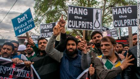 People in Srinagar demand justice for an 8-year-old girl who was raped and murdered.