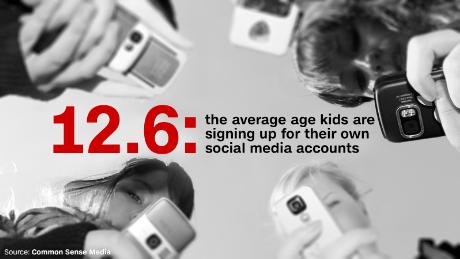 What is the average age at which children get an account on social media?