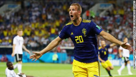 Ola Toivonen gave the Swedes a shock lead after 32 minutes.