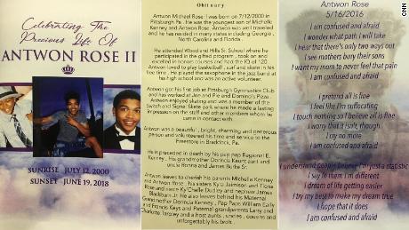 The program at Rose's burial features images of him, an obituary and a poem he's written. 