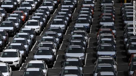   New cars are installed at the Auto Warehousing Company near the Richmond Harbor in May 24 in Richmond, California 
