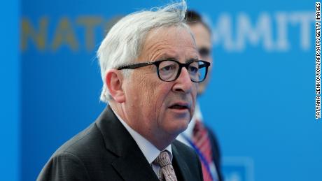 Juncker attends the second day of the NATO summit following the incident Wednesday evening.
