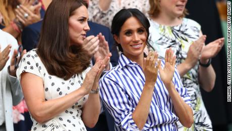 The Duchess of Cambridge and Duchess of Sussex watched oon from the Royal Box