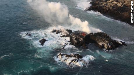   Hawaii volcano lava created a tiny island off the coast 