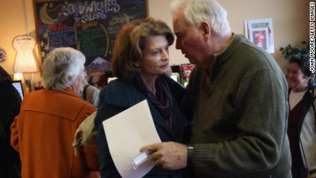 Sen. Lisa Murkowski with her father, Frank, himself a former US senator and governor of Alaska, in 2010. Both battled for years to open ANWR to drilling.
