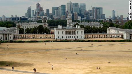A view shows parched grass from the lack of rain in Greenwich Park during what has been the driest summer for many years in London.