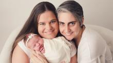 Patricia (left) and Kimberly O'Neill with baby London on August 10.