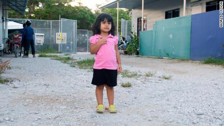 Two-year-old refugee Roze has spent her entire life on the island.