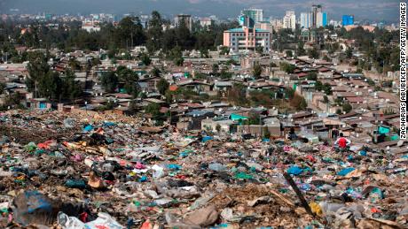   An overview of Koshe Addis Ababa - the main landfill area on the outskirts of the city. 