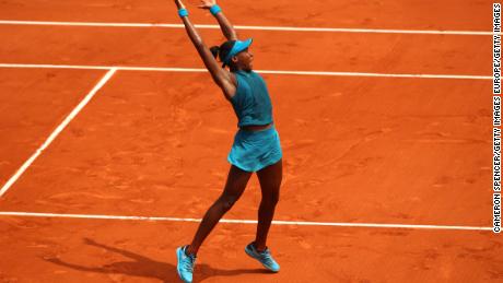 Gauff celebrating winning her first junior grand slam title at this year's French Open.