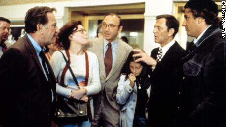Neil Simon, center, visits the set of &quot;The Odd Couple,&quot; with former wife, Marsha Mason, in 1974.