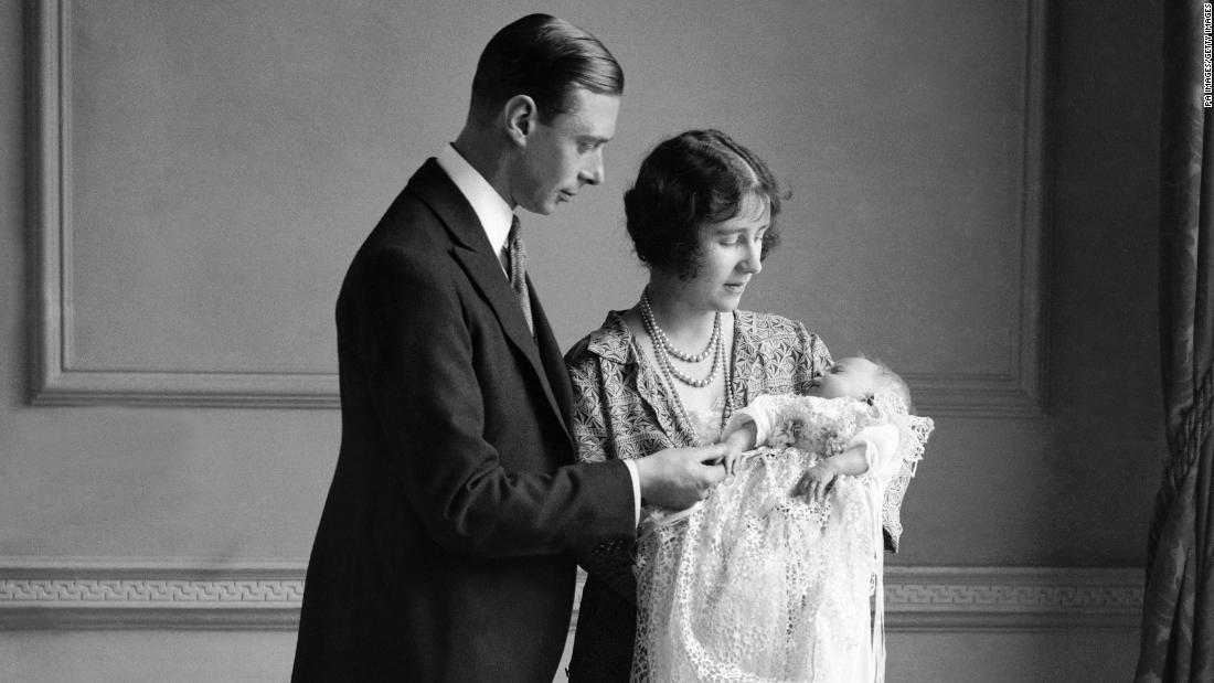 Elizabeth was born April 21, 1926, in London. She is held here by her mother, also named Elizabeth. Her father would later become King George VI.