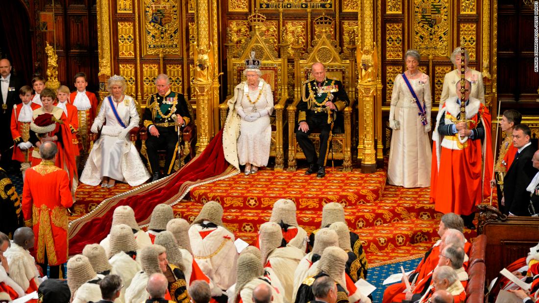 The Queen waits to give her speech during the state opening of Parliament in May 2015.