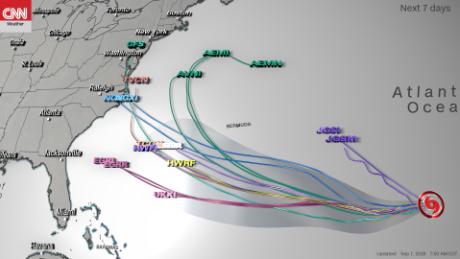 Different forecast models show the possibility that Florence hits the East Coast.