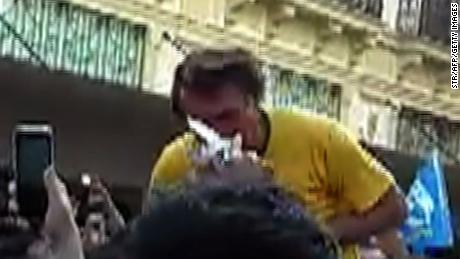 A scraengrab shows the moment just before Bolsonaro is stabbed.