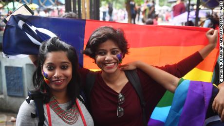 Women celebrate in Kolkata. Activists said the next step in the fight will be the full legal protection and equality of LGBT people. 