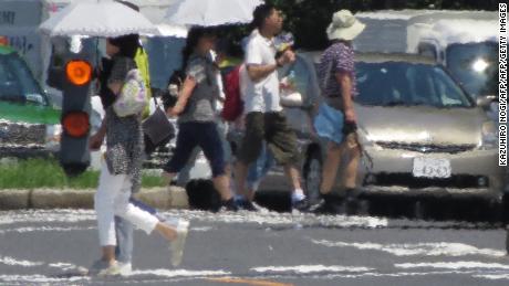 The effects of heatwash are observed during a heat wave in Tokyo on August 2, 2018.