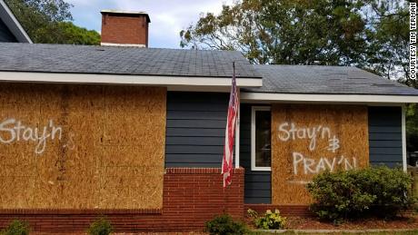 A house in Southport, North Carolina, where residents are under a mandatory evacuation order.