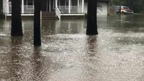 Water rises Saturday in Conway, South Carolina, near the Waccamaw River.