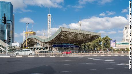 Tel Aviv Hashalom railway station is pictured on September 22, 2017.