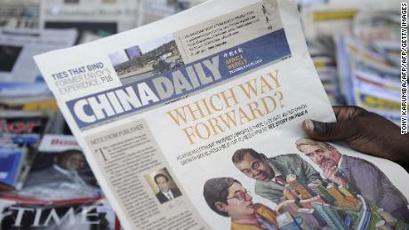 Copies of the China Daily edition in Africa. The government paper has invested heavily in targeting the continent. 