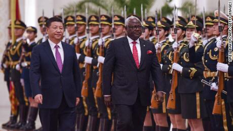 Former Sierra Leone President Ernest Bai Koroma with Chinese President Xi Jinping in Beijing in 2016