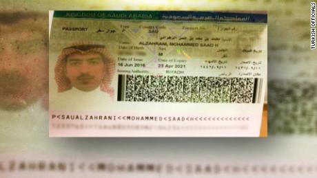 Turkish officials provided CNN with this passport scan of Muhammad Saad al-Zahrani. They used the spelling Mohammed Saad Alzahrani.