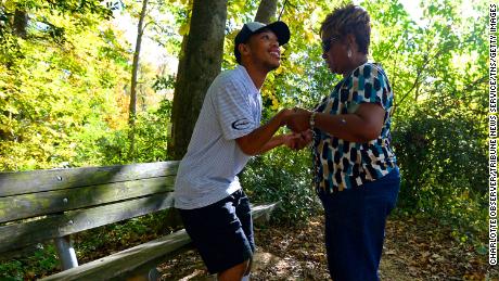 The doctors believed that Chancellor Adams, who had cerebral palsy, would never work. He now walks regularly, using a walker or stabilizing on Saundra Adams & # 39; arms.