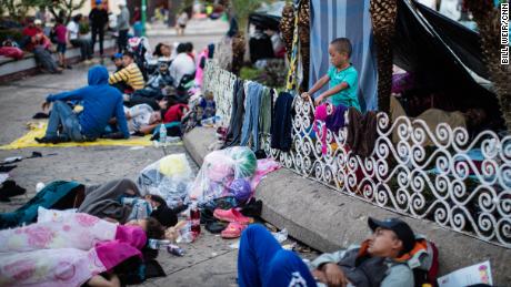 Migrants from Central America rest where they can in Tapachula, Mexico.