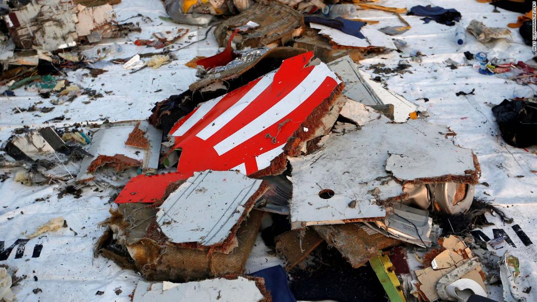 Wreckage from the plane lies at a port in Jakarta on October 29.