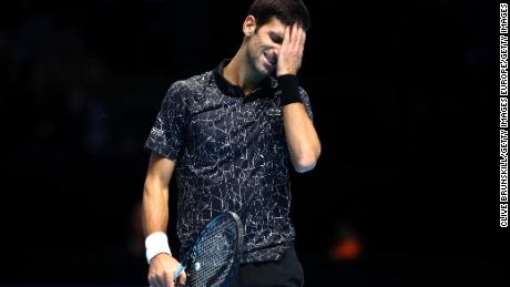 Novak Djokovic reacts in the final against Alexander Zverev.