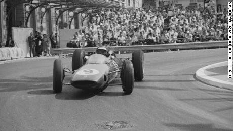 Scottish Jim Clark at Lotus 25 in the Grand Prix Monaco in 1963.