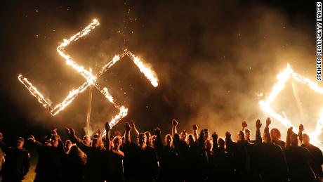 One of the biggest neo-Nazi groups in the United States had a swastika burning after a demonstration in April in Draketown, Georgia.