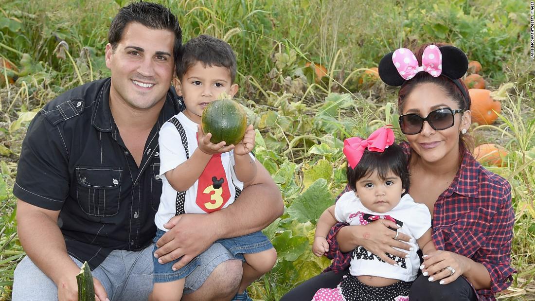 The family of Jionni LaValle, Lorenzo Lavalle, Giovanna LaValle and Nicole &quot;Snooki&quot; Polizzi, shown here in September 2015 in Long Valley, New Jersey, grew. The &quot;Jersey Shore&quot; star gave birth to baby number three, son Angelo, in May 2019. 